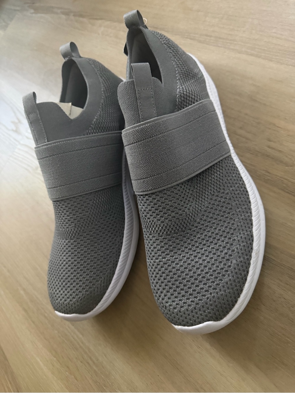 Athletic Works Gray Knit Slip-On Sneakers with White Insole Accents size 12W